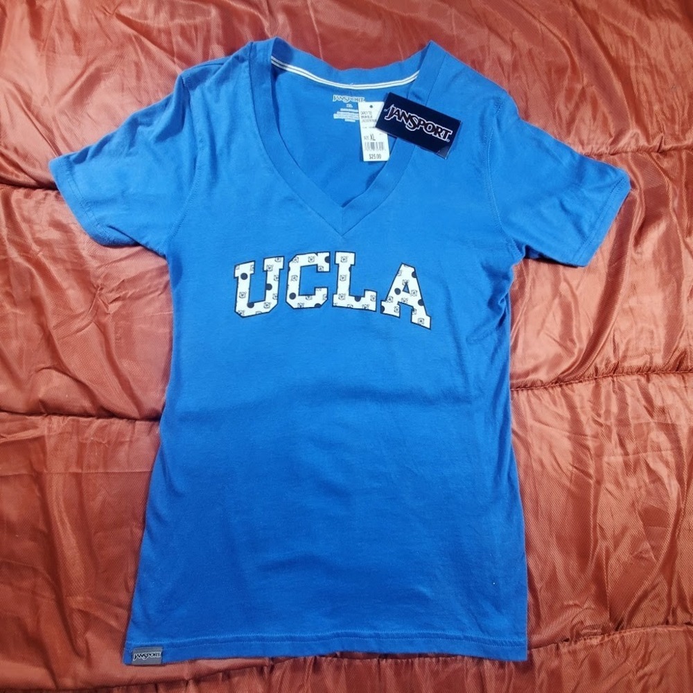 NWT 2016 JanSport Women's Darcy Tee UCLA Bruins Blue V-Neck T-Shirt Size‎ XL NEW